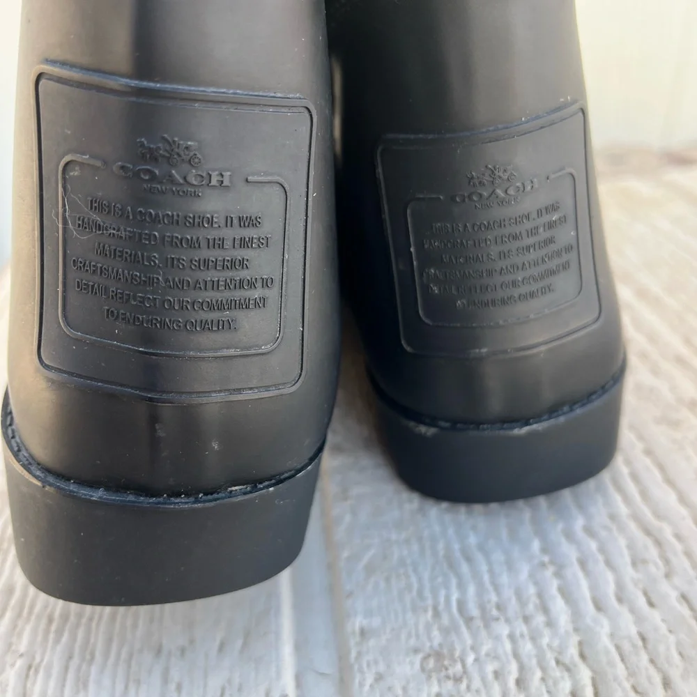 Coach Tristee Rain Boots Red Black Plaid Rubber Boots Women’s Size 9